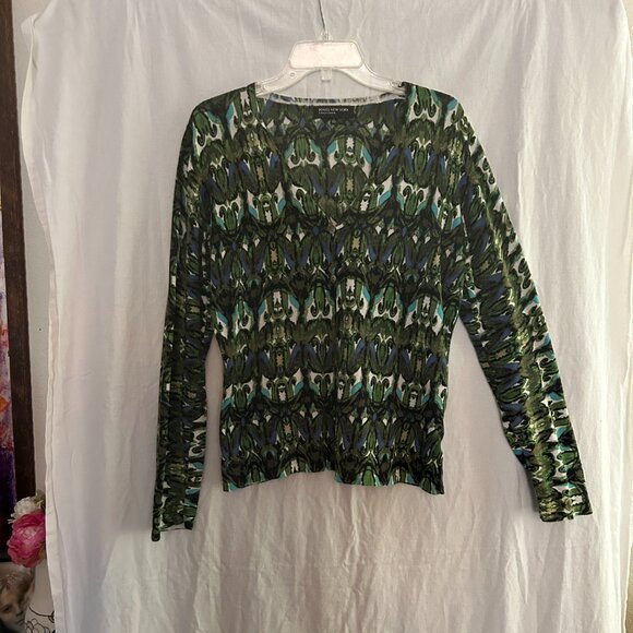 Large, by Jones New York sweater, Green, black turquoise and white - Picture 1 of 5